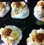 pecan and banoffee mini pavlovas